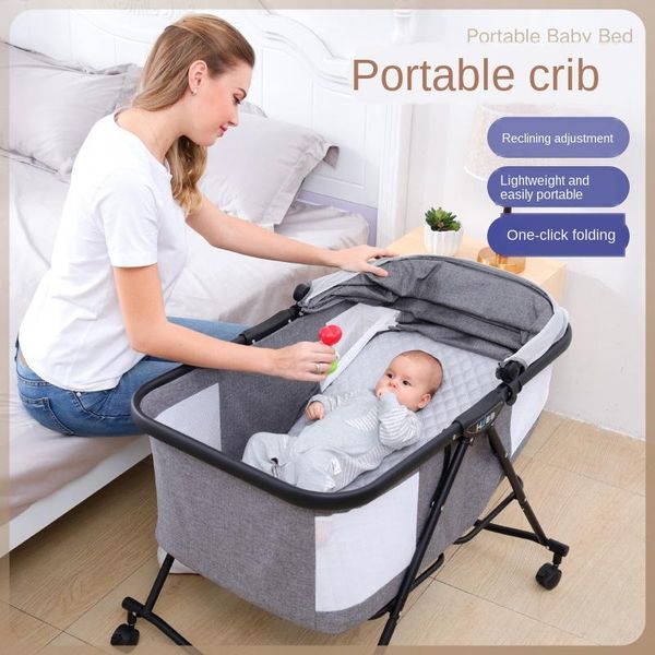 

movable portable baby crib cradle mosquito net born infant bed multifunction shaker cot with wheel cribs