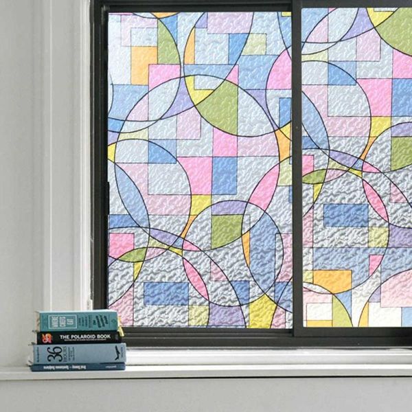 

window stickers static retro geometric no glue frosted glas film balcony glass sticker sunscreen art decoration multicolor films