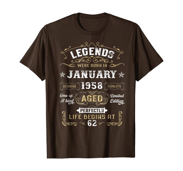 

legends were born in january 1958 62nd birthday gift t-shirt, White;black
