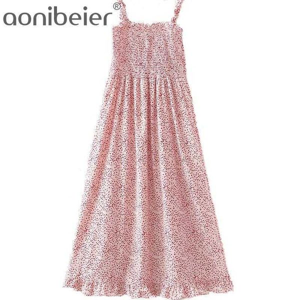 

summer sleeveless elastic straps shirred body spot dress dot print ruffles high waist casual women maxi long 210604, Black;gray