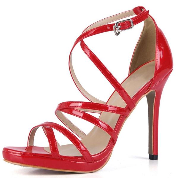 

stilettos zapatos mujer 12cm thin heels shoes woman sandalias cross strap sandals crossdresser gold pumps plus:35-42 43, Black