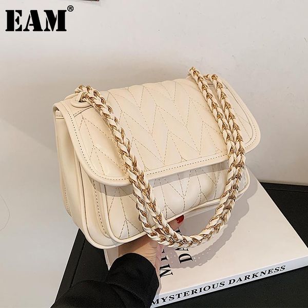 

shoulder bags [eam] women elegant handbag pu leather flap personality all-match crossbody bag fashion 2021 18a3412