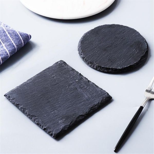 

natural slate placemats kitchen dish plate drink coasters glass mug cup mats edge dining table serving & pads