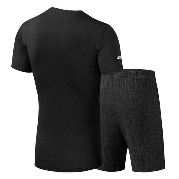 

male suits quick drying tracksuits summer short sleeve breathable loose mens 2pcs sets sports crew neck, Gray