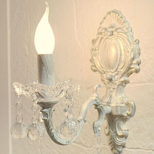 

wall lamp modern crystal white bedside home decoration bedroom living room background light indoor lighting sconces