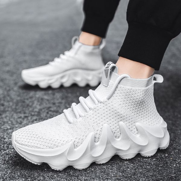 

464748 size cross-border plus size mens shoes 2021 spring new fashion trendy casual and lightweight breathable mesh sports running shoes for, Black;white