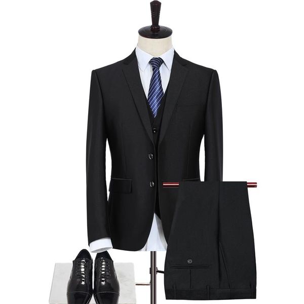 

men's suits & blazers 3pc men black suit (jacket+pants+vest) boutique slim fit elegant with pants mens grooming busienss tuxedo ternos, White;black