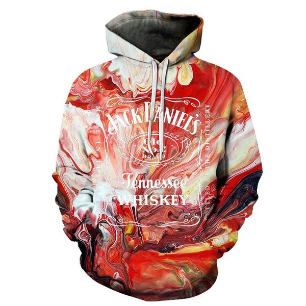 

men's hoodies & sweatshirts 3d painting oversize paint graffiti customizable hiphop reflective high street color sweatshirt, Black