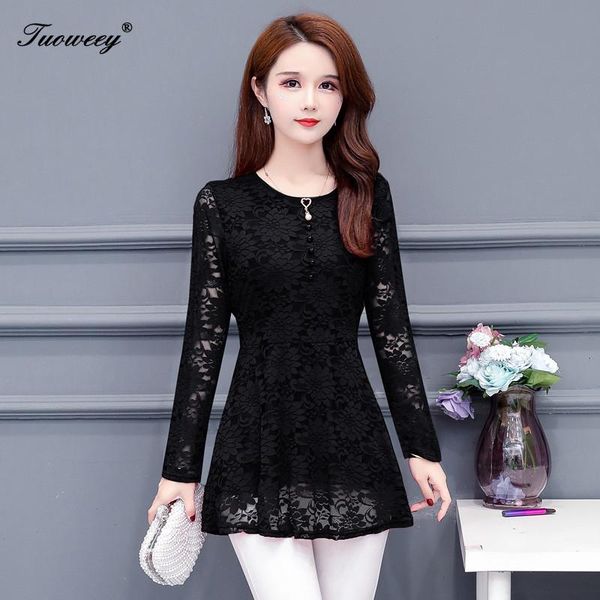 

women clothing floral hollow out autumn lace shirt red black basic female elegant long-sleeve blouses shirts women's &, White