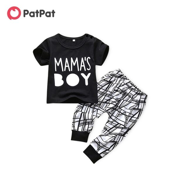 

baby boy mama's boy print tee and pants set 210528, White
