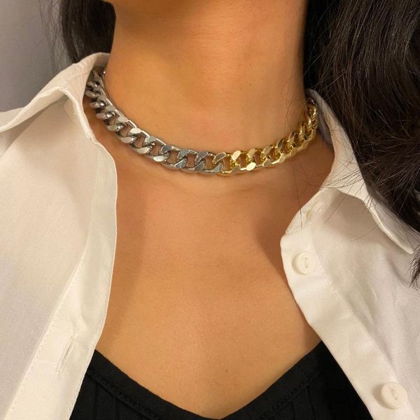 

pendant necklaces simple gothic chain necklace for women hiphop gold color silver statement men choker fashion collar jewelry