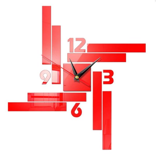 

modern large acrylic office adhesive art numeral battery operated mute 3d sticker wall clock living room mirror surface clocks