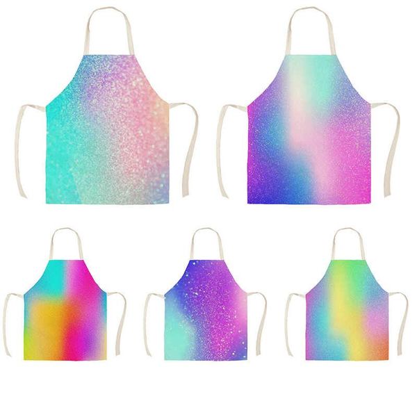 

aprons colorful color smudge apron kids kitchen linen printing household cleaning ladies cooking antifouling