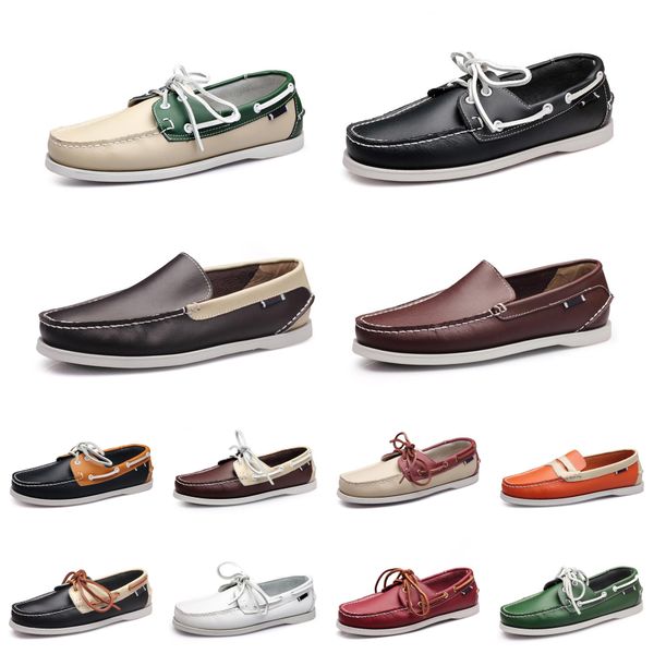 

men casual shoes loafers leather outdoor sneakers bottom low cut multicolor classic triple black grey gr