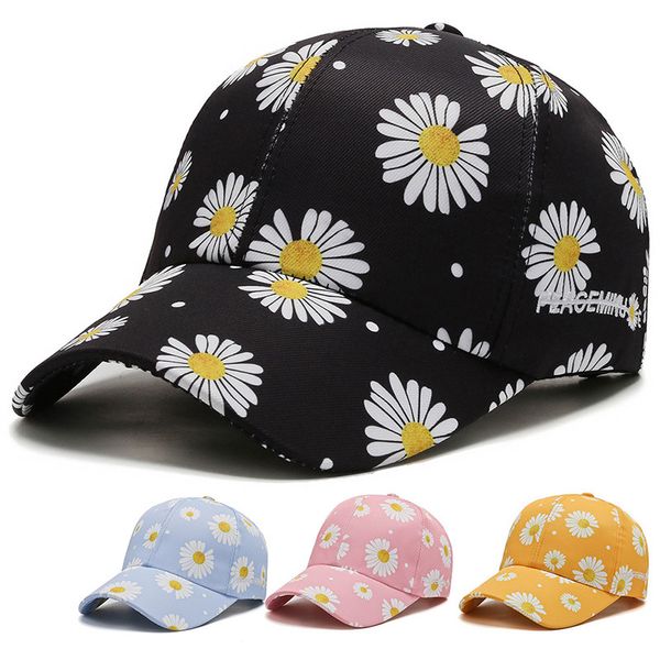 

little daisy hat gd same ins fashion brand baseball female summer korean style full printed chrysanthemum peaked cap male., Blue;gray