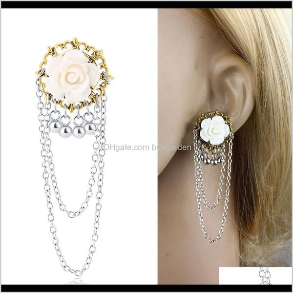 

plugs tunnels 2pcs beautiful rose flower stainless steel plug tunnel shellhard gauge ear gauges expander body piercing jewelry for wom ibc0k, Silver