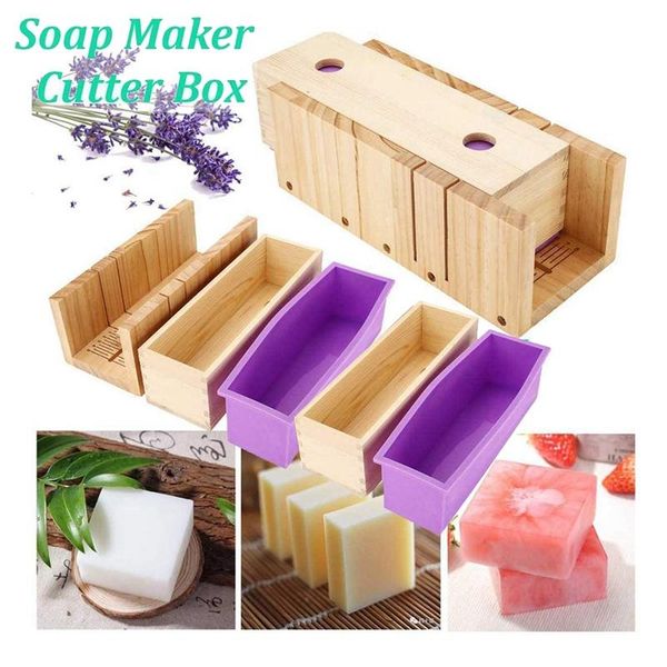 

craft tools practical adjustable wooden soap cutter slicer - handmade silicone loaf mould and wood box making tool,soap molds