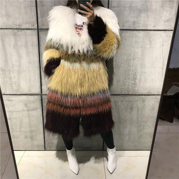 

women's fur & faux natural women ladies real coat knitted, Black