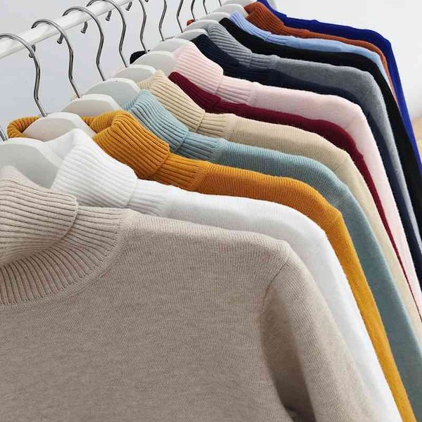 

12 colors men's autumn winter fashion casual solid color high-neck bottoming shirt couple slim knit men brand sweater, Black