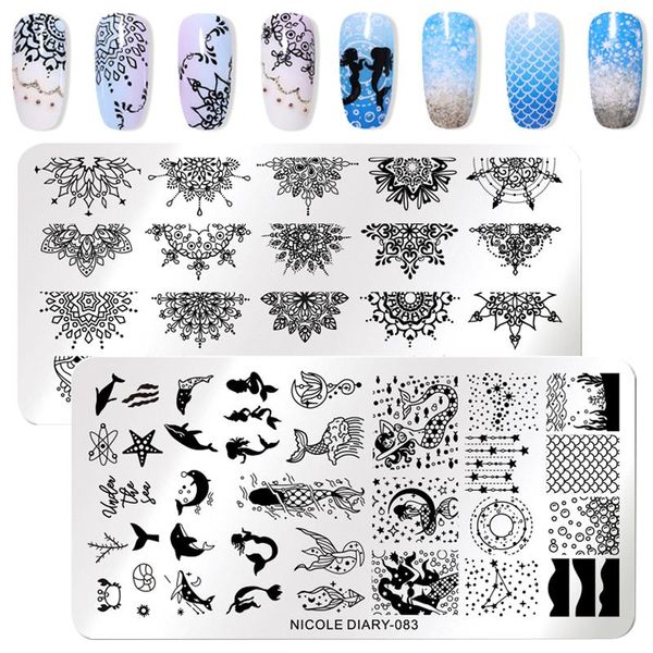 

nail art templates nicole diary dolphins elk stamping plates animals cat flower floral image stamp stencil template printing tool, White