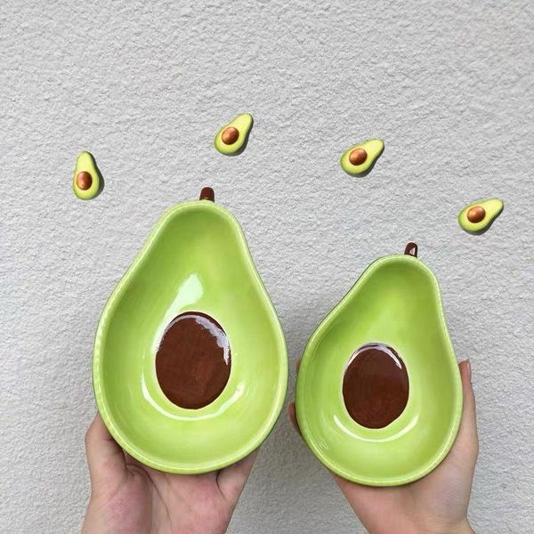 

dishes & plates korean cute avocado ceramic plate, salad fruit dessert plate 6.5 inch