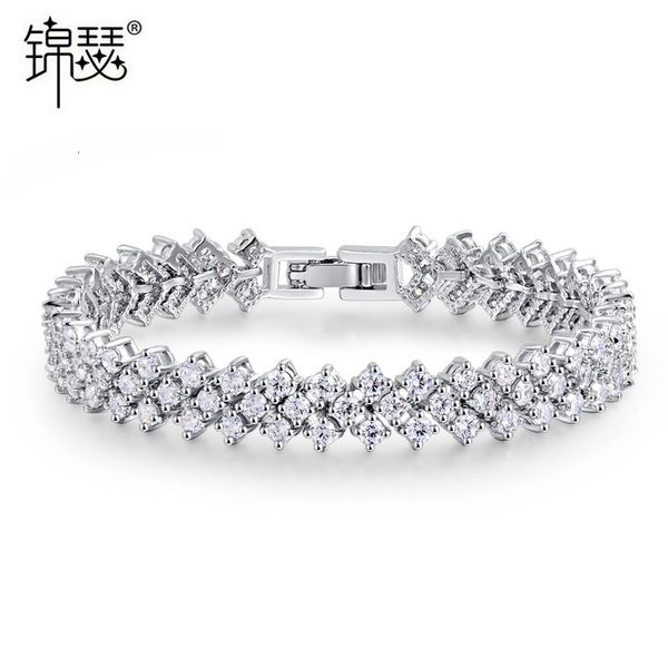 

bangles bracelet jinse roman second generation copper inlaid 3a zircon platinum plated fashion simple jewelry women's gift, Black