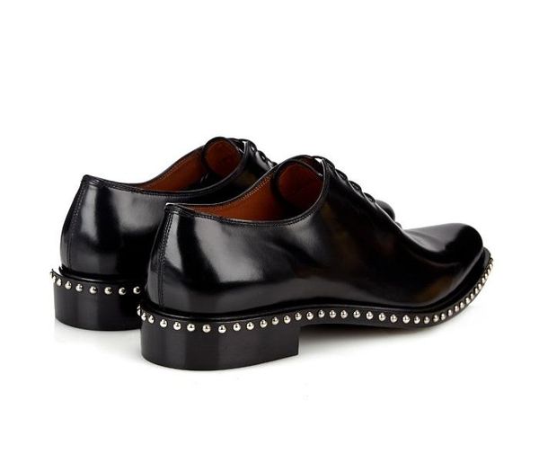 

dress shoes handmade formal business for men flat heel real leather fashion mens wedding big size euro 46, Black