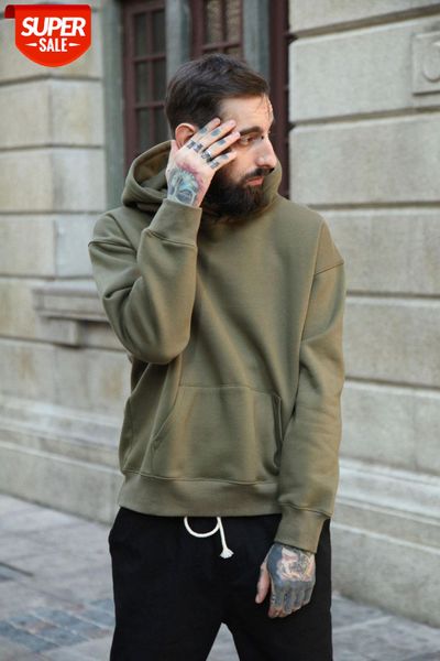 

men's sweater hooded oversize plus velvet thick solid color hoodie #xt4t, Black