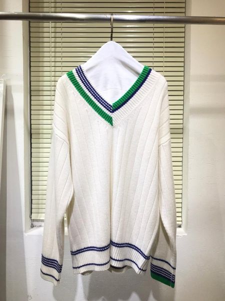 

women's sweaters 2021 ladies fashion long sleeve casual v-neck color block cashmere sweater 1222, White;black