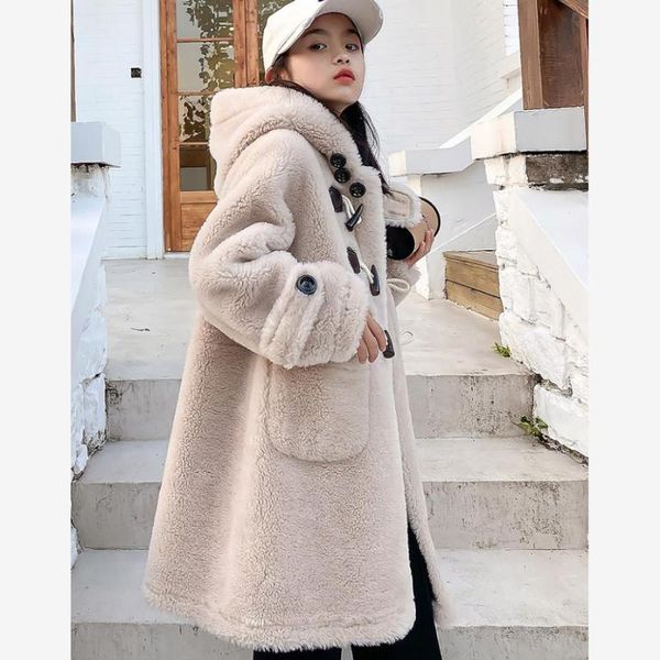 

jackets 100% real wool coat winter casual sheep shearing plush warm outerwear granules cashmere lamb fur overcoat l1404, Blue;gray