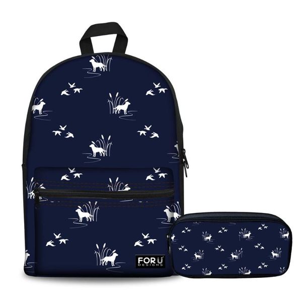 

school bags backpack for teenage dog ducks scene dark navy pattern satchel schoolbag girls book bag