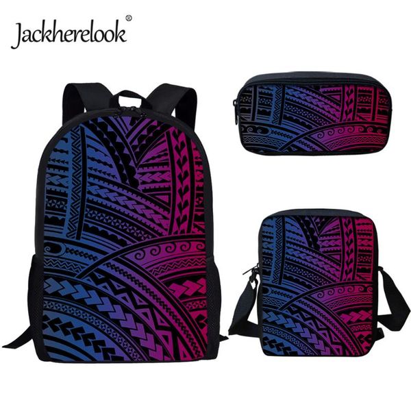 

backpack jackherelook colorful polynesian tribal print student school bags 3pcs/set campus bookbag for teenager girls satchel