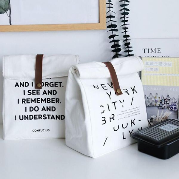 

creative simple letter lunch box insulation bag outdoor picnic portable small fresh multi-purpose storage bags