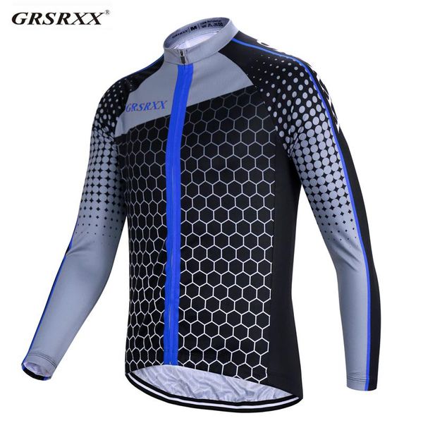 

racing jackets grsrxx men cycling jersey spring autumn long sleeve shirts mountain road bike garment anti-uv bicycle team sportswear, Black;red