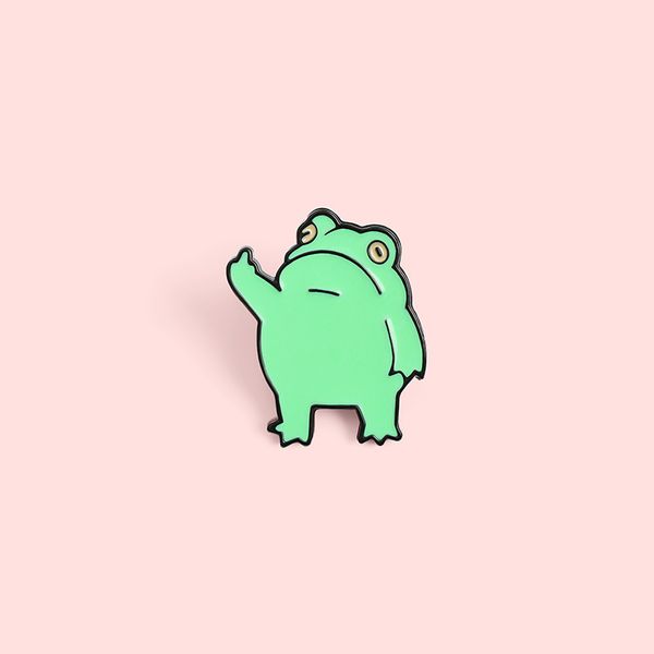 

ins cartoon frog funny brooches cute animal enamel pins alloy brooch for girls denim shirt badge jewelry christmas gift friend bag accessori, Gray