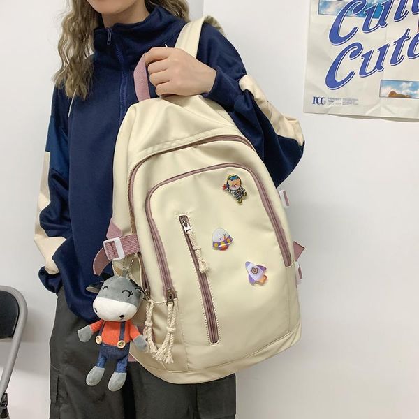 

backpack waterproof nylon women 2021 multiple pocket panelled leisure pack school bag for senior students lapbackpacks