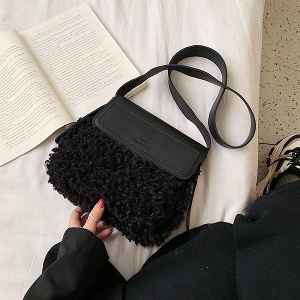 

evening bags elegant female square crossbody bag 2021 pu leather women's designer handbag plush shoulder messenger