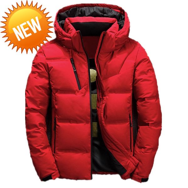 

fashion casual down jackets male quality brand men jacket slim thick warm solid color hooded coats, Black