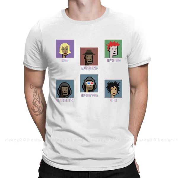 

men's t-shirts nft collectable figures crypnks print cotton shirts hombre crypnk yabc men fashion streetwear tshirt, White;black