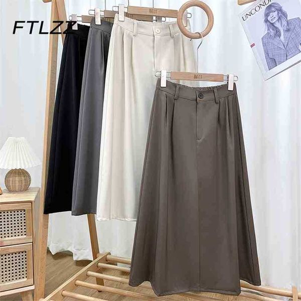 

korean vintage skirts for women streetwear high waist a line office midi skirt summer fashion elegant bottoms 210525, Black