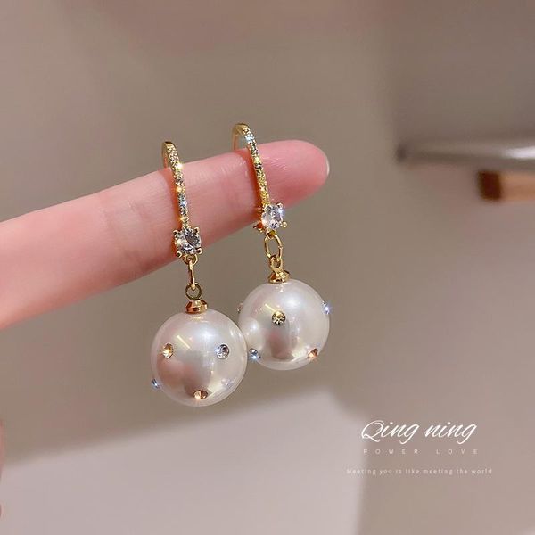 

dangle & chandelier 2021 arrival trendy cute elegant simulated-pearl crystal earrings for women fashion water drop pendant jewelry, Silver