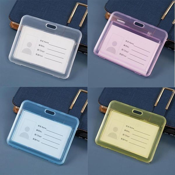 

card holders transparent pvc cover for student kid women waterproof id holder case business bus bank badge bag, Brown;gray