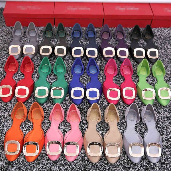 

dress shoes spring and summer korean version of satin silk square buckle flat hollow gold casual women's x3b0, Black