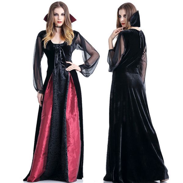 

new split size halloween devil costume vampire dress queen dress_rw, Black;red