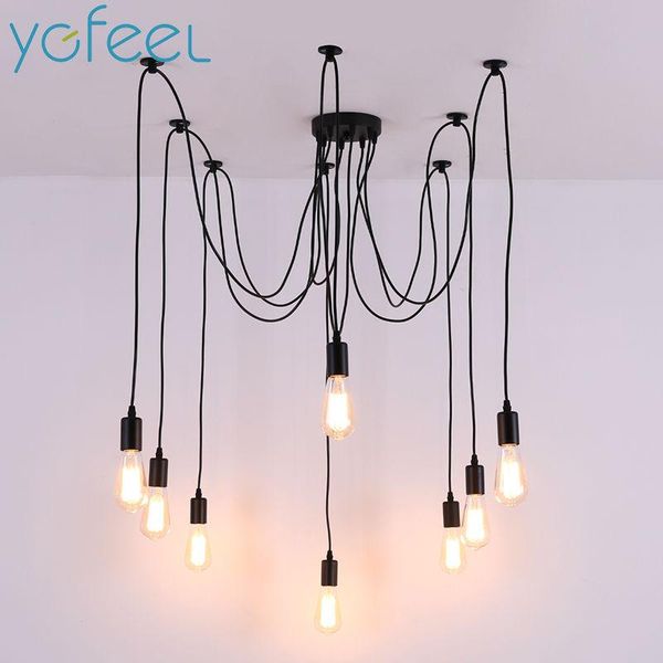 

[ygfeel] modern pendant lights retro edison indoor lighting vintage loft antique adjustable diy e27 spider hanging lamp lamps