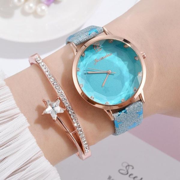 

wristwatches luxury women's watches bracelet set ladies women watch casual printing sky stars leather quartz wristwatch girl clocks rel, Slivery;brown