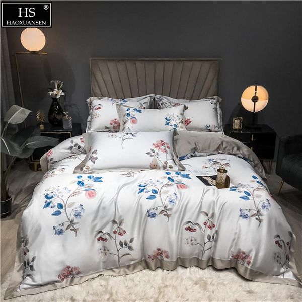 

bedding sets cherry pear passion flowers tencel lyocell set summer thin quilt sheets pillowcase duvet cover lightweight comforter