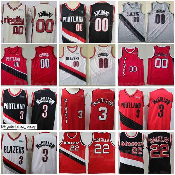 

basketball carmelo anthony jersey 00 cj mccollum 3 clyde drexler 22 for sport fans black red white beige grey embroidery and stitched