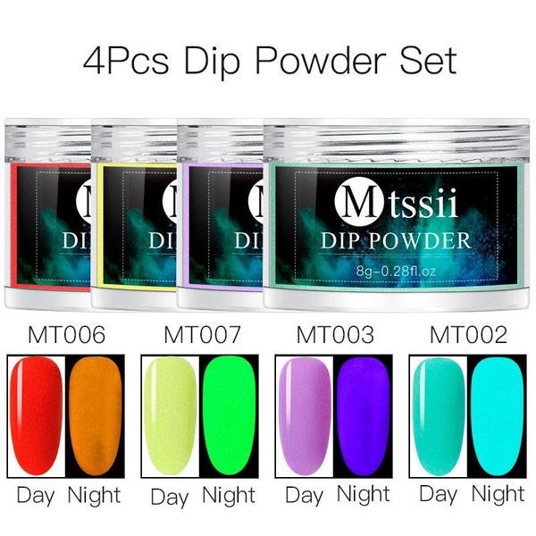 

nail art kits mtssii 8g luminous dipping powder set for manicure natural dry chrome pigment no need lamp cured glitter