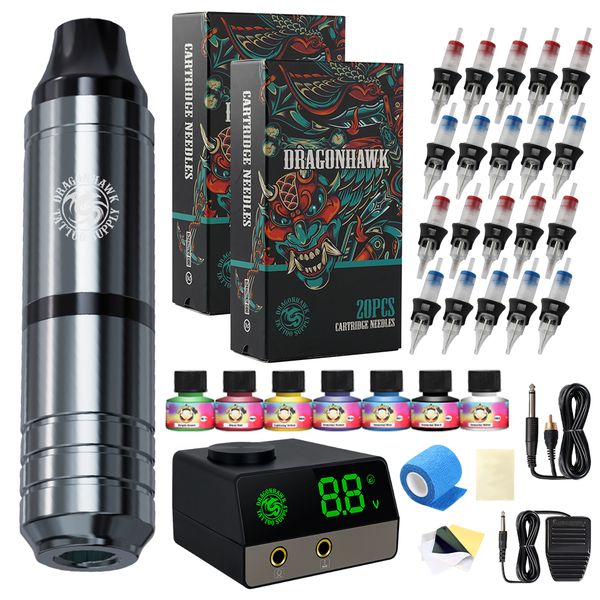 

coreless motor adjust stroke rotary pmu tattoo pen machine with lcd power supply silicone case cartridge needles set makeup kitscouts